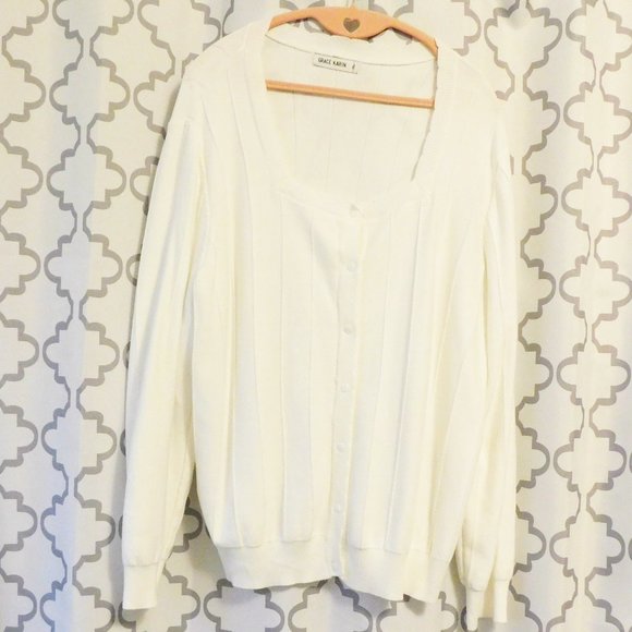 Grace Karin Sweaters - Grace Karin White Square Neck Cardigan Sweater - 1X (NWOT)